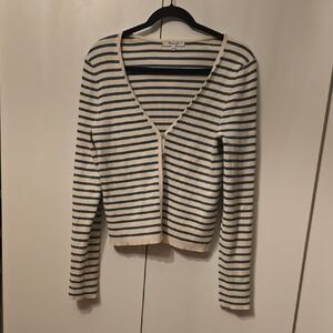 Madewell Navy and Cream Striped Cardigan